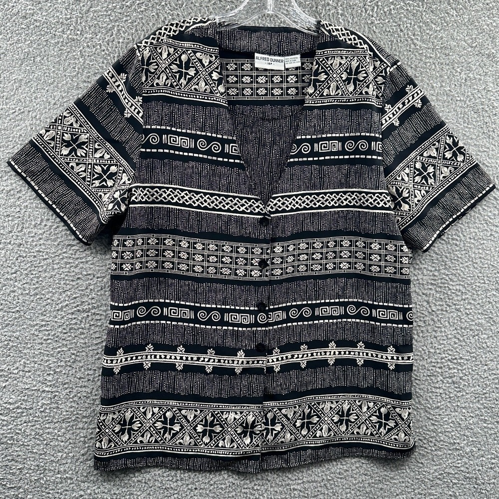 Women Boho Geometric Blouse 16P Petite Abstract Resort Vacation Relaxed Relaxed